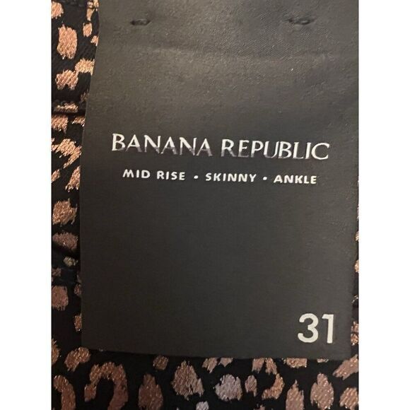 Banana Republic Mid Rise Ankle Rose Gold Metallic Leopard Print Jeans 31 NWOT - Picture 11 of 11